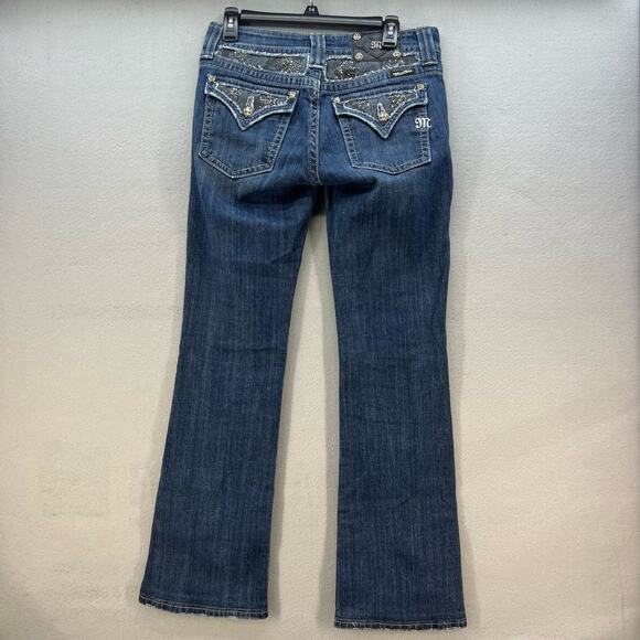 Miss Me Jeans Women's Size 29(8) Bootcut Lace Flap Pockets Double Button Biker - Picture 9 of 16